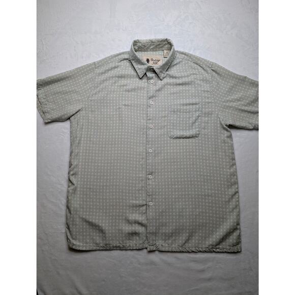 Vintage Silk Mens Short Sleeve Button Down Shirt - XL Dot Pattern - Picture 3 of 7